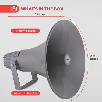 80W Outdoor PA Horn Speaker, Aluminum Housing, Grey