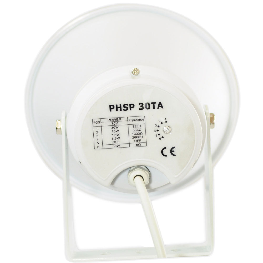 Indoor/Outdoor PA Horn Speaker 30W Loud Sound Aluminum White - Thumbnail 2
