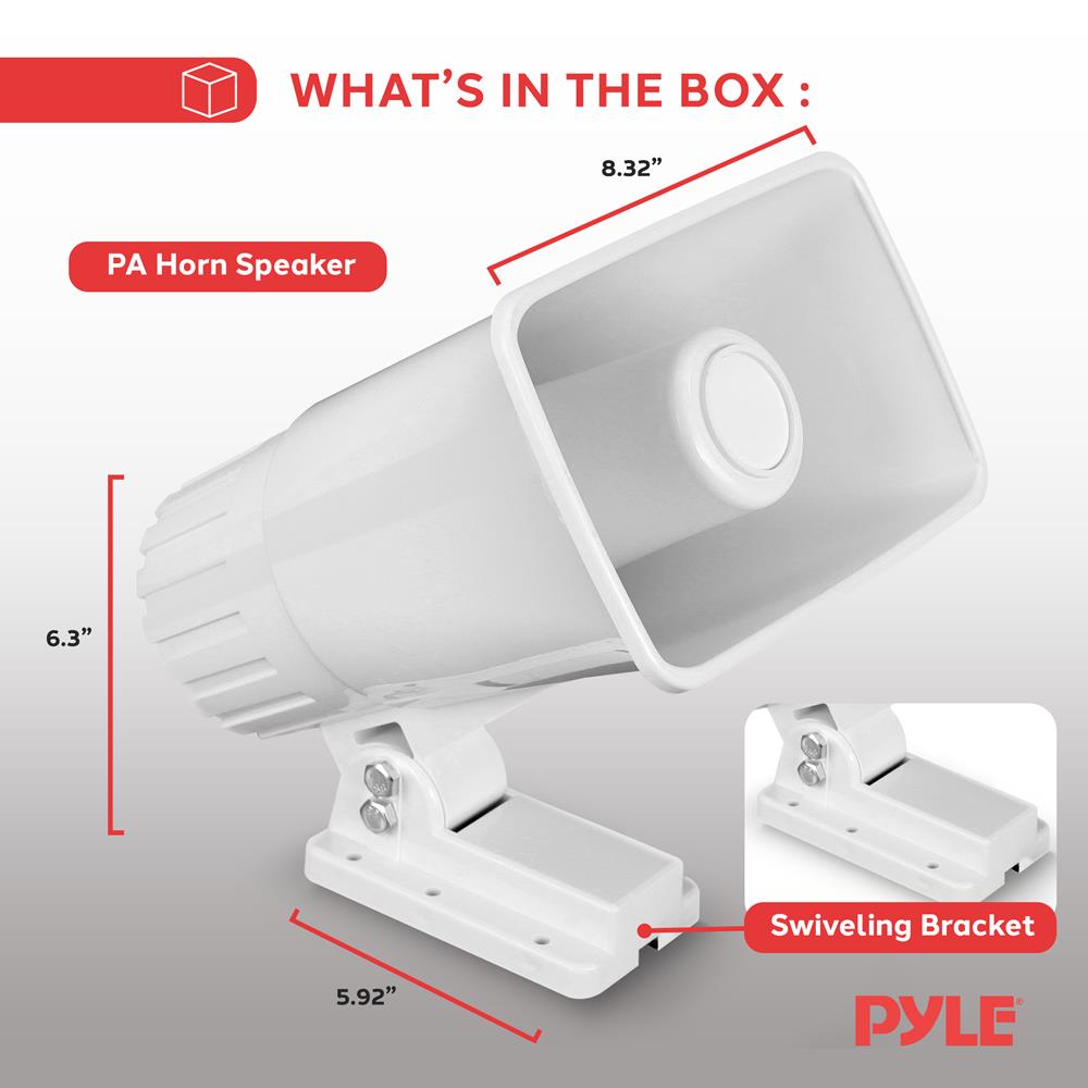 PA Horn Speaker 50W Clear Sound ABS White with Mounting Bracket