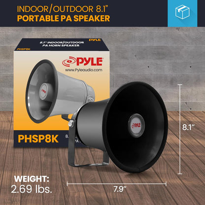 Indoor/Outdoor Pa Horn Speaker - 8.1” Portable Pa Speaker W/ 8 Ohms Impedance & 50W Peak Power