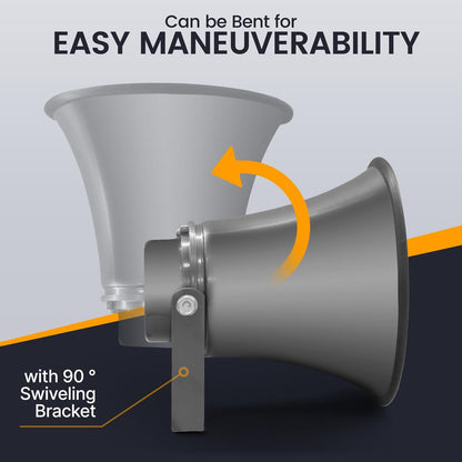 Portable PA Horn Speaker, Clear Sound, Aluminum Housing, Grey