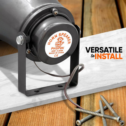 Portable PA Horn Speaker, Clear Sound, Aluminum Housing, Grey