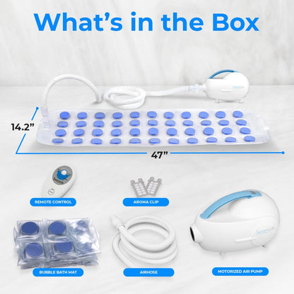 Portable Bubble Bath Mat Body Spa Massager - Waterproof Non-Slip Bubble Bath Mat With Suction Cup Bottom, Motorized Air Pump, And Adjustable Bubble Settings
