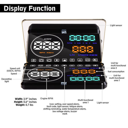 product image number 3 for Pyle Vehicle Speed & Diagnostic Hud Monitor