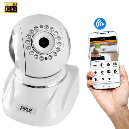 Indoor Wireless IP Camera - Remote Monitoring, HD 1080p, Night Vision, White