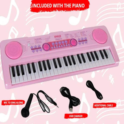 Kids Electric Keyboard - Play & Sing-Along - 49 Keys, Pink