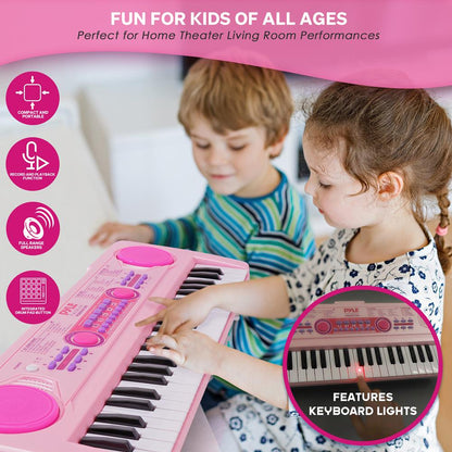 49-Key Karaoke Keyboard Piano, Rechargeable, Pink, Includes Microphone