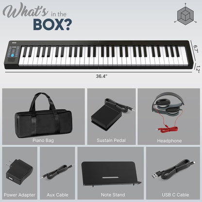 Electric Piano Keyboard 61 Keys Foldable Bluetooth 129 Tones