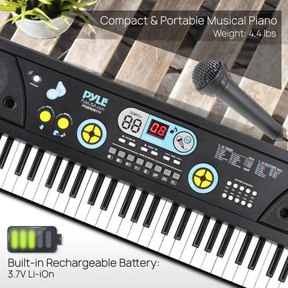 Digital Piano Keyboard 61-Key Portable w/ Mic & Drum Pad for Kids