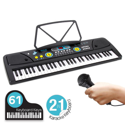 Digital Piano Keyboard 61-Key Portable w/ Mic & Drum Pad for Kids