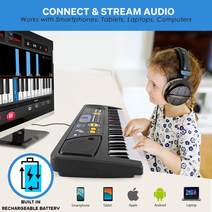 Electric Keyboard 61-Key Portable Karaoke Piano with Mic & Speakers