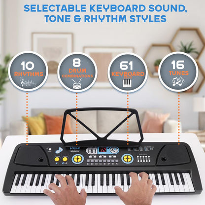 Electric Keyboard 61-Key Portable Karaoke Piano with Mic & Speakers