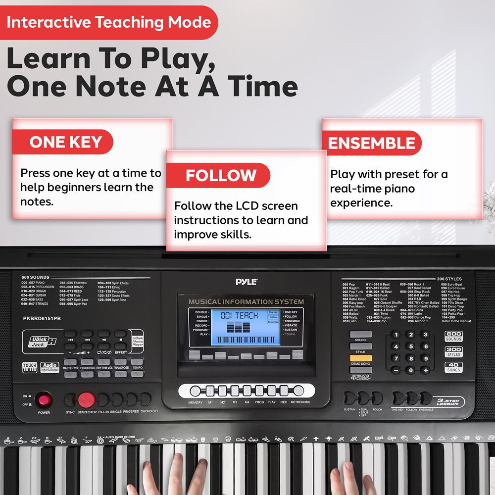 Digital Karaoke Piano 61-Key Portable with Speakers & Waterproof