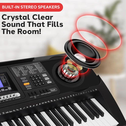 Digital Karaoke Piano 61-Key Portable with Speakers & Waterproof Case