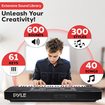 Digital Karaoke Piano 61-Key Portable with Speakers & Waterproof Case