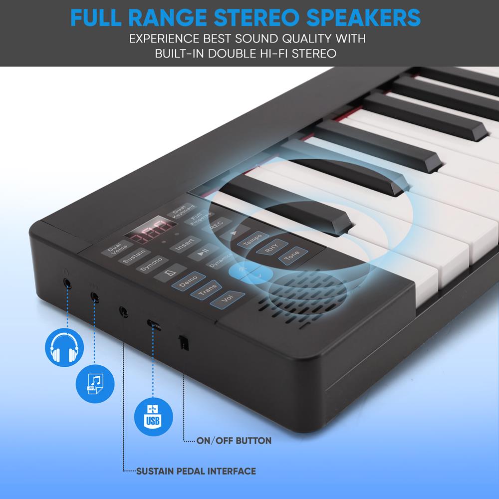 Electric Keyboard Piano 88 Keys Portable Foldable Bluetooth 128