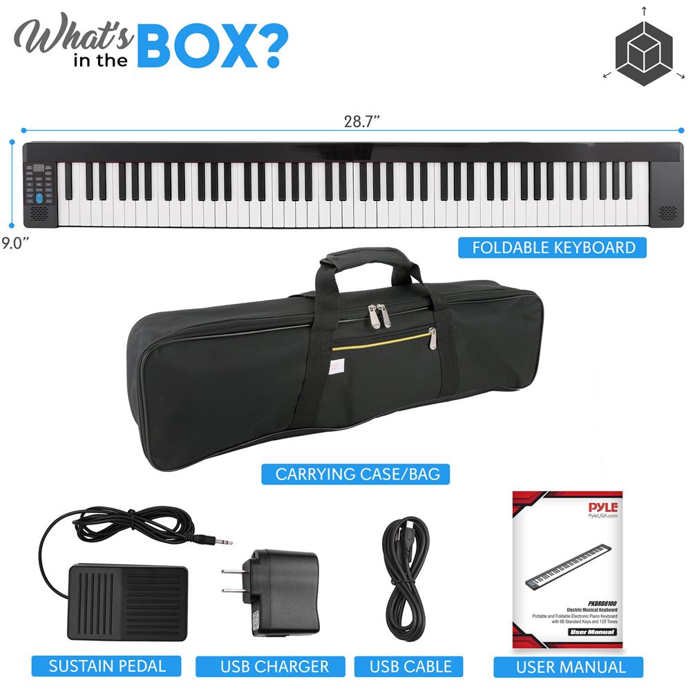 Electric Keyboard Piano 88 Keys Portable Foldable Bluetooth 128