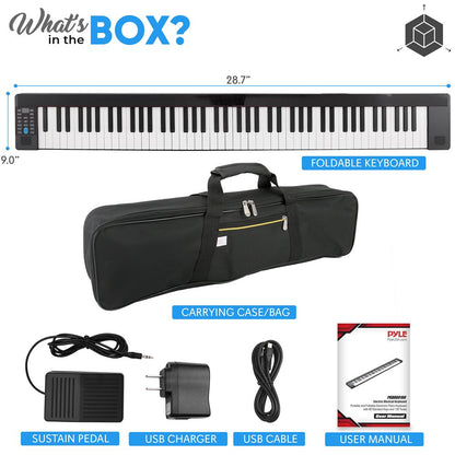 Electric Keyboard Piano 88 Keys Portable Foldable Bluetooth 128 Tones