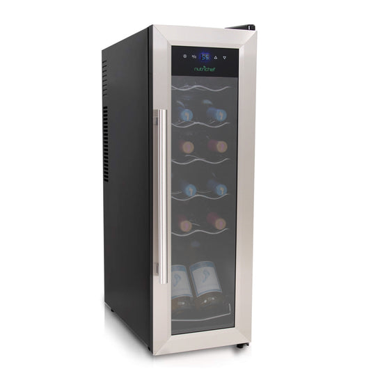 12 Bottle Wine Cooler, Compact Fridge, Digital Control, Stainless Steel