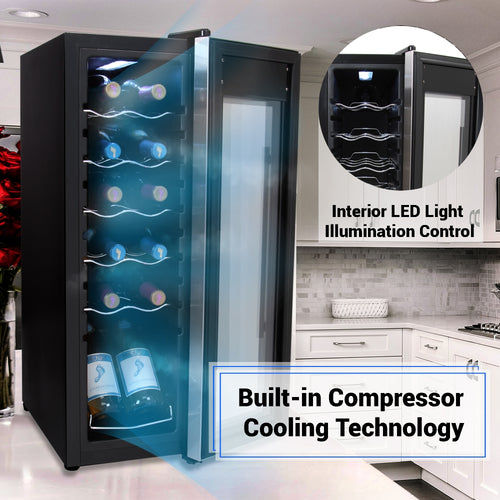 nutrichef wine cooler 12 bottle