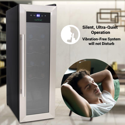 12 Bottle Wine Cooler, Compact Fridge, Digital Control, Stainless Steel