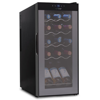 Compressor Wine Fridge 15-Bottle Capacity Digital Touch Glass Door White