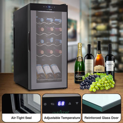Compressor Wine Fridge 15-Bottle Capacity Digital Touch Glass Door White