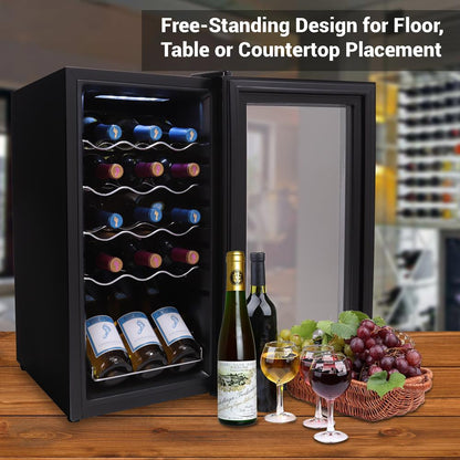 Compressor Wine Fridge 15-Bottle Capacity Digital Touch Glass Door White