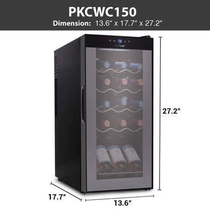 Compressor Wine Fridge 15-Bottle Capacity Digital Touch Glass Door White