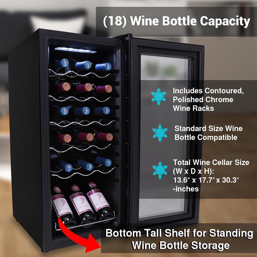 NutriChef PKWNE1804 18 Bottle Compressor Wine Cooler - Thumbnail 5