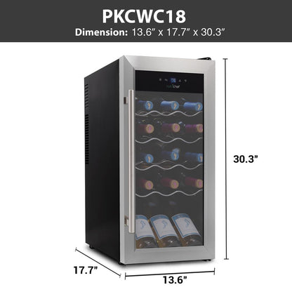 18 Bottle Wine Fridge Quiet Cooling Stainless Steel Door