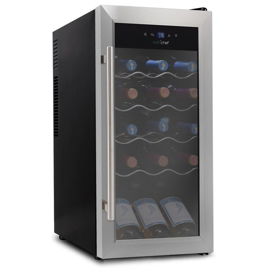 18 Bottle Wine Fridge Quiet Cooling Stainless Steel Door