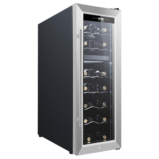 18 Bottle Wine Fridge, Dual Zone, Adjustable Temp, Stainless Steel Handle