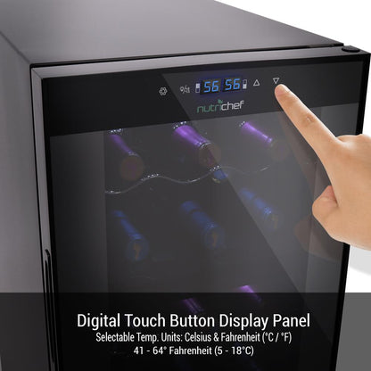 Freestanding Wine Fridge 18-Bottle Dual Zone Digital Control Glass Door