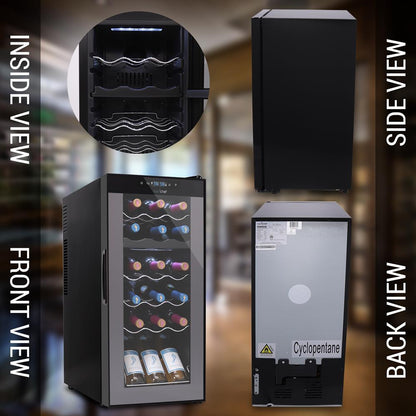 Freestanding Wine Fridge 18-Bottle Dual Zone Digital Control Glass Door