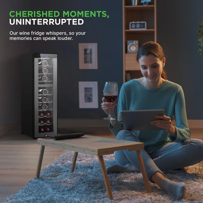 24 Bottle Wine Cooler, Dual Zone, Adjustable Temp, Ultra Quiet, Glass Door