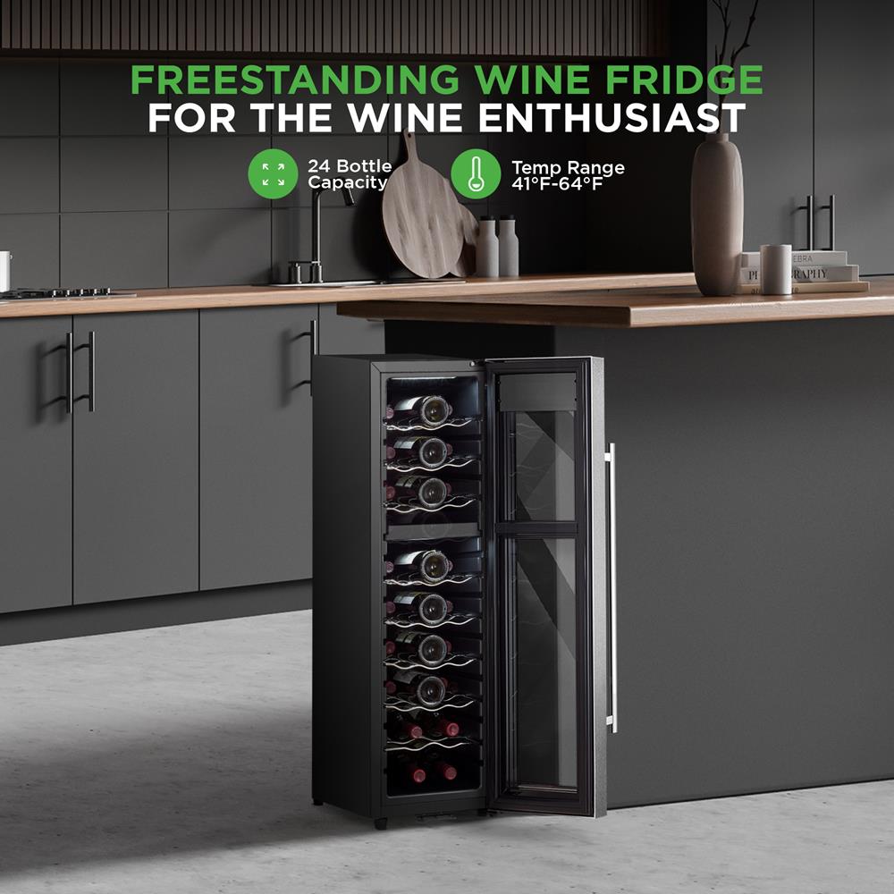 Freestanding 24 Bottle Wine Cabinet 24 Bottle Wine Cooler, Dual