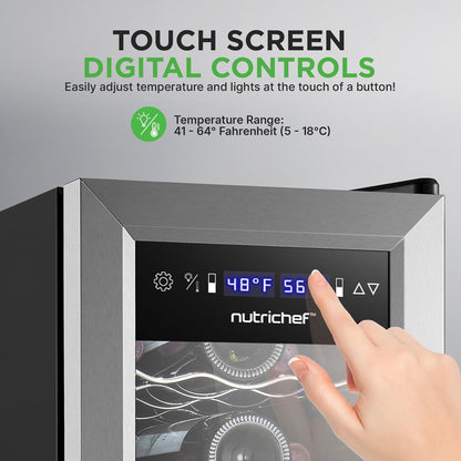 24 Bottle Wine Cooler, Dual Zone, Adjustable Temp, Stainless Steel Handle