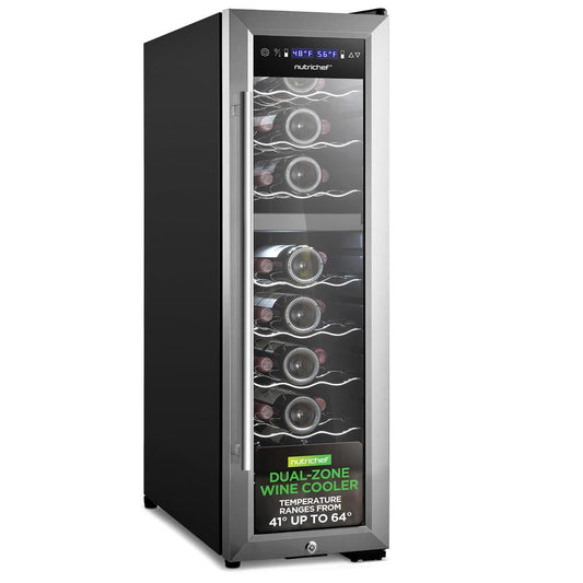24 Bottle Wine Cooler, Dual Zone, Adjustable Temp, Stainless Steel Handle