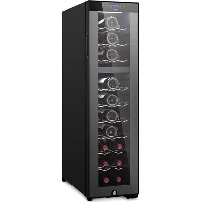 Dual-Zone Wine Cooler, 27-Bottle Capacity, Digital Control, Glass Door