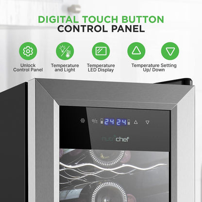 27 Bottle Wine Cooler, Dual Zone, Adjustable Temp, Stainless Steel Door