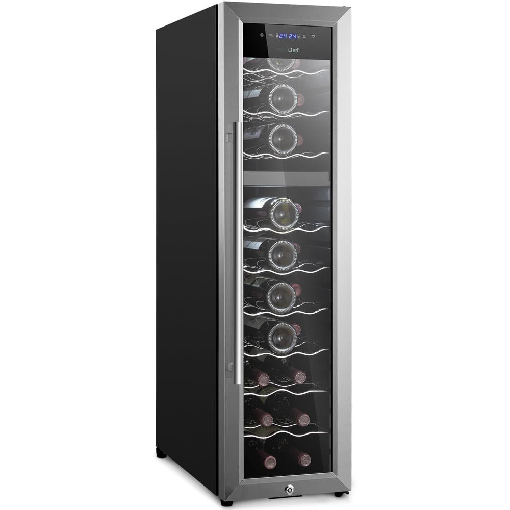 27 Bottle Wine Cooler, Dual Zone, Adjustable Temp, Stainless Steel Door