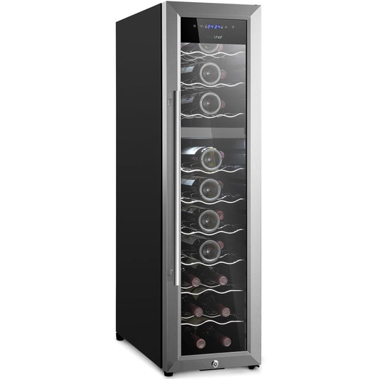 27 Bottle Wine Cooler, Dual Zone, Adjustable Temp, Stainless Steel Door