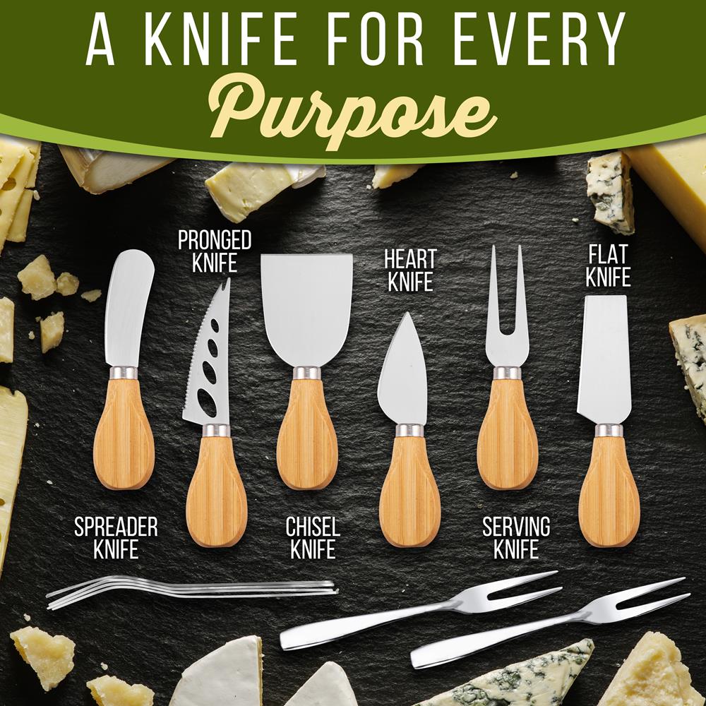 Charcuterie Board Set - Extra Large Bamboo with 6 Knives & Forks