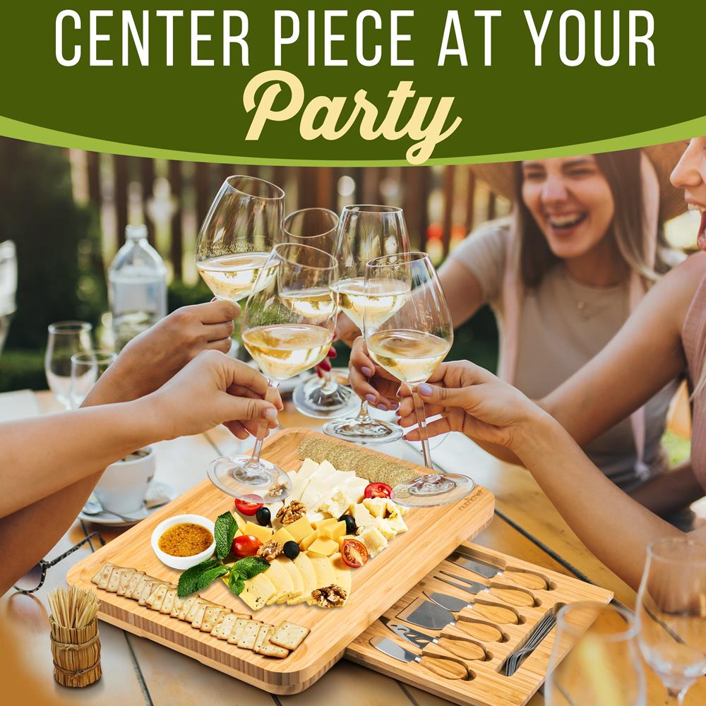 Charcuterie Board Set - Extra Large Bamboo with 6 Knives & Forks - Thumbnail 2