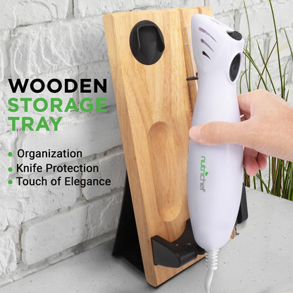 Electric Carving Knife Set - Effortless Slicing, Stainless Blades, Wood Stand