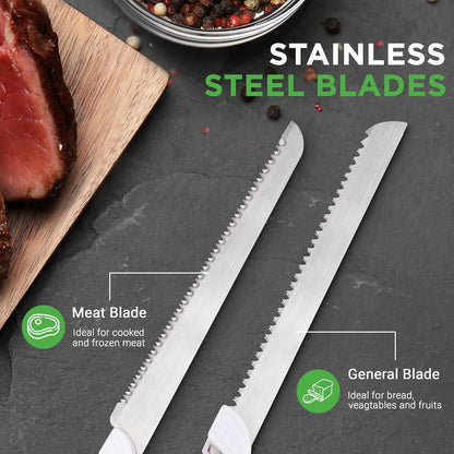 Electric Carving Knife Set - Effortless Slicing, Stainless Blades, Wood Stand
