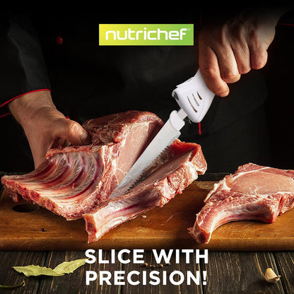 Electric Carving Knife Set - Effortless Slicing, Stainless Blades, Wood Stand