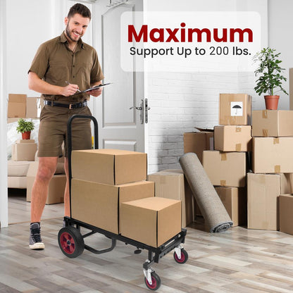 Folding Equipment Cart, 8-in-1 Convertible, R-Trac Wheels, Steel