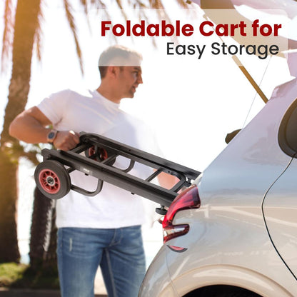 Folding Equipment Cart, 8-in-1 Convertible, R-Trac Wheels, Steel